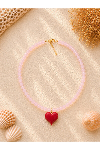 i&s design Murano Pembe Kalp Cam Kolye