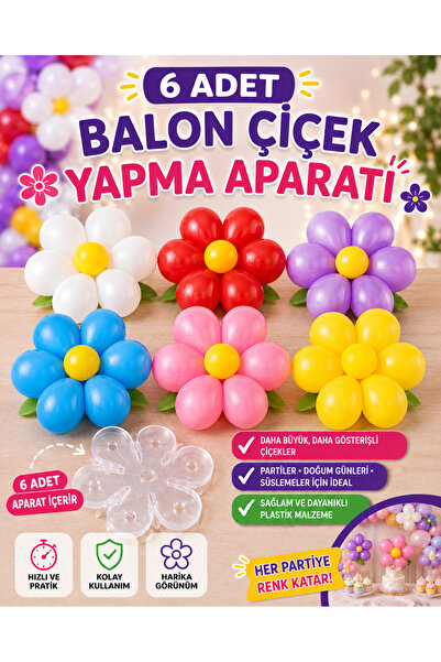 Balonsan 6'lı Balon Çiçek Yapma Aparatı / Parti ve Etkinlikler İçin Balon Çiç...