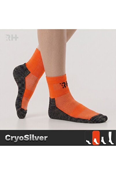 Rider Healthcare Cryo Silver + Towel Sole Short Silver Thread Socks — Orange/...