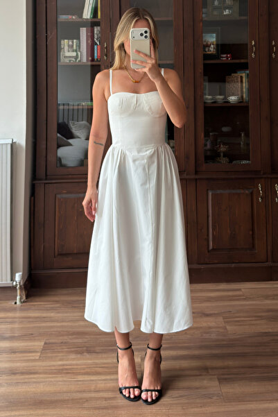 thelowely Rochie din poplin cu decolteu tip inimă