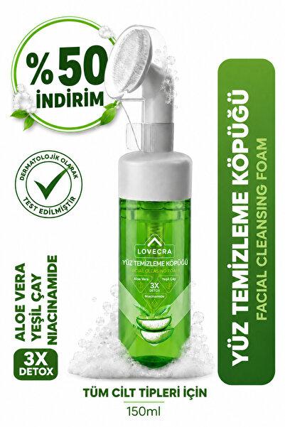 LOVECRA Aloe Vera Yüz Temizleme Köpüğü Gözenek Arındırıcı Derinlemesine Temiz...