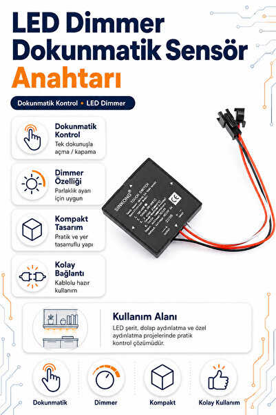 RobotikDepo LED Dimmer Dokunmatik Sensör Anahtarı