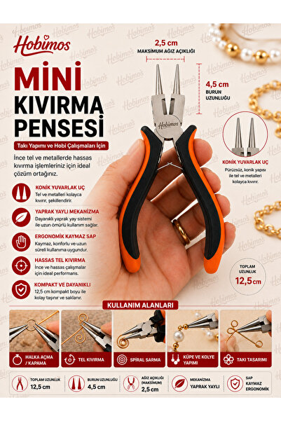 Hobimos Mini Kıvırma Takı - Hobi Pensesi - Yuvarlak Uçlu Takı Pensesi