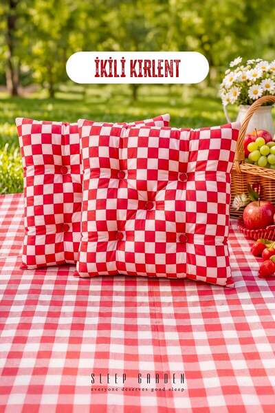 Sleep Garden Çok Amaçlı Kırlent Pofuduk Minder Pötikareli 45x45 2'li