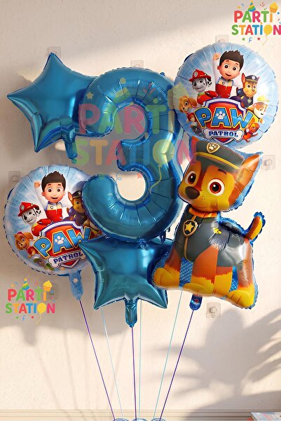 Parti Station Paw Petrol Paw Patrol Polis Köpek Chase 3 Yaş Balon Konsept Doğ...