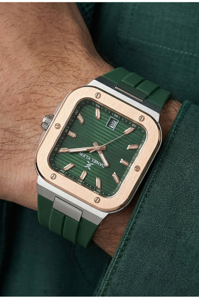 Daniel Klein Premium Dark Green Silicone Band Watch for Men DK.1.14143-4