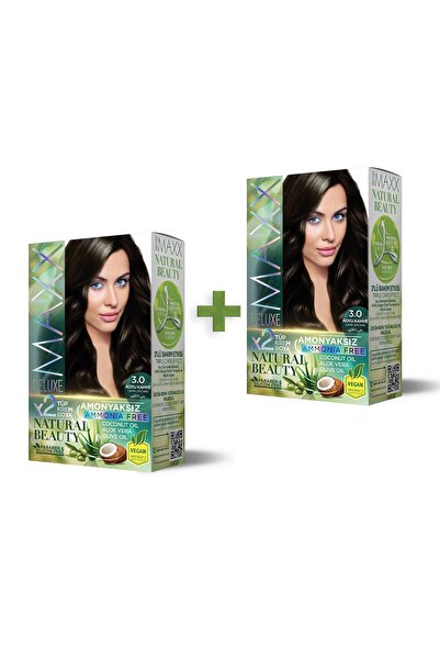 MAXX DELUXE 2'li Natural Beauty Amonyaksız Set Saç Boyası 3.0 Koyu Kahve
