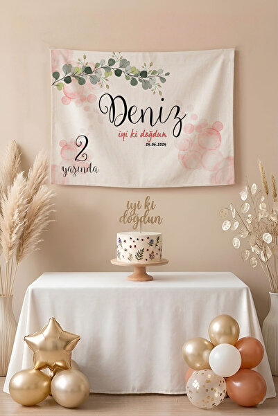 Homamia Kişiye Özel Doğum Günü Happy Birthday Duvar Örtüsü Duvar Halısı Birin...