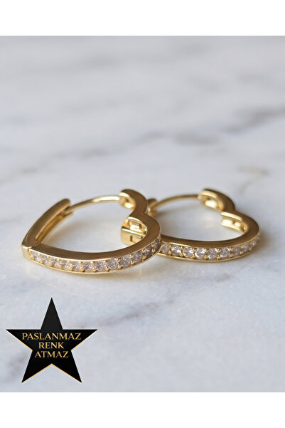 XUPING JEWELRY Xuping 14K Altın Renginde Zirkon Taşlı Tam Kapanan Kalp Model ...