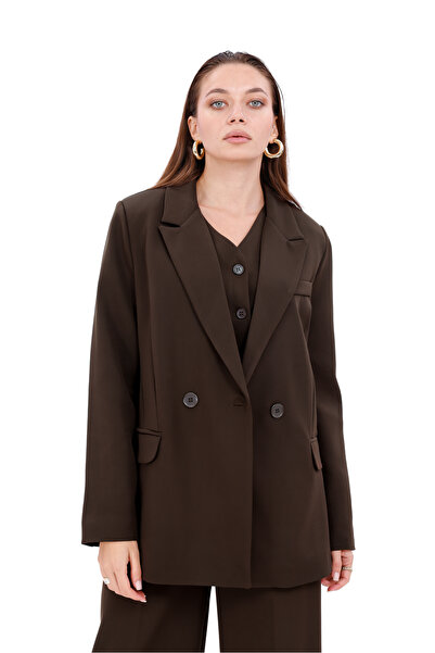 Hrsn Kadın Oversize Kruvaze Blazer Ceket