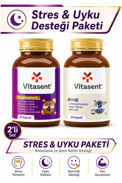 VİTASENT Stres & Uyku Desteği Paketi – MagComplex 4 ve 5-HTP ile Zihinsel Den...