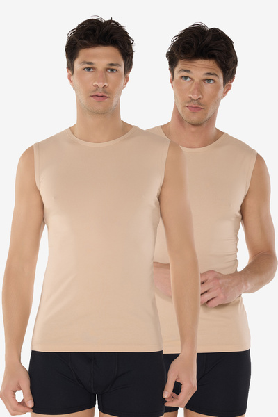 Malabadi Invisible Undershirt Men's Skin Color 2 Pack Zero Neck Non-Marking M...