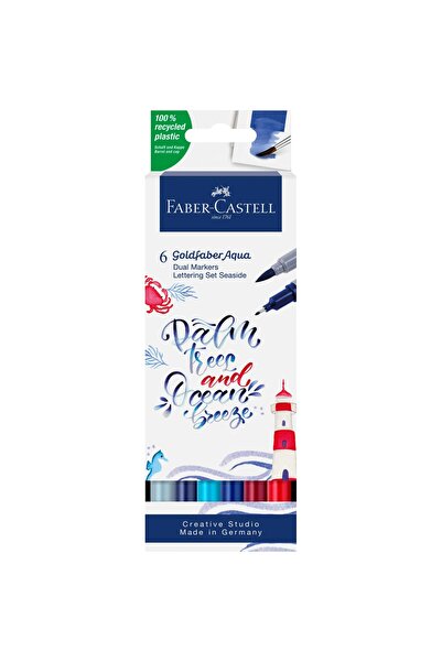 Faber Castell Set de markere solubile cu 2 vârfuri, 6 bucăți, pentru letterin...