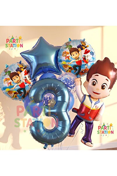 Parti Station Paw Patrol Ryder 3 Yaş Lacivert Balon Set Paw Patrol Ryder Kons...