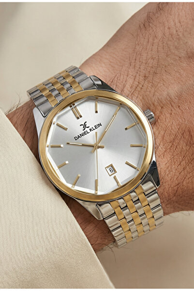 Daniel Klein Premium Silver and Gold Stainless Steel Watch for Men DK.1.14144-5