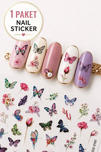 Sibelon 3D Kabartmalı Nail Art Sticker Kendinden Yapışkanlı Tırnak Dövmesi Ta...