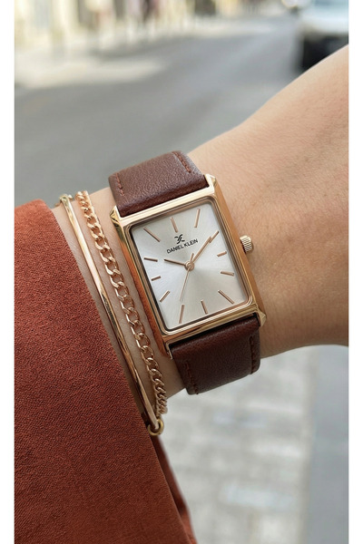 Daniel Klein Premium Dark Red Leather Watch for Women DK.1.14124-4