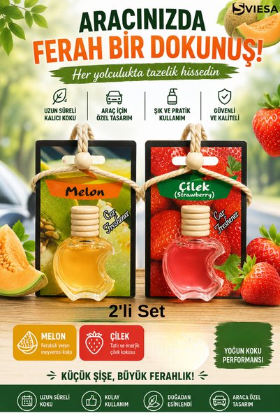 Sviesa Araç Oto Oda Kokusu Asmalı Şişe Araba Dikiz Aynası Kokusu Çilek Melon ...