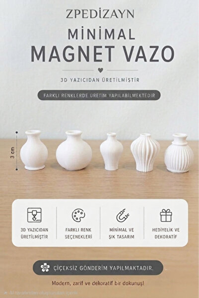 zpedizayn Magnet Saksı Buzdolabı Mıknatıslı Dekoratif Mini Saksı