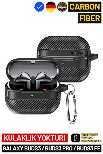 EWEC Galaxy Buds3, Buds3 Pro ve Buds3 FE Uyumlu Karbon Fiber Hybrid Polymer T...