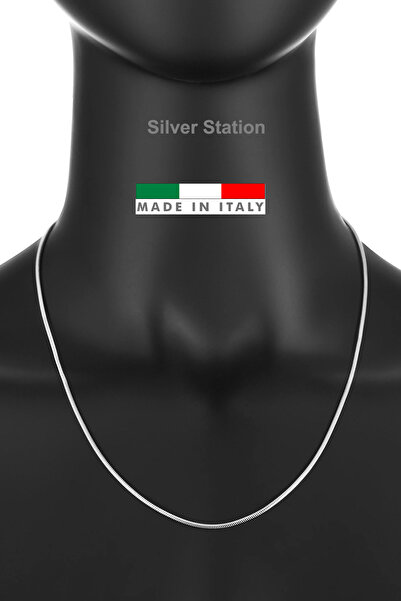 Silver Station İtalyan 925 Ayar Gümüş Zincir Kolye - Yuvarlak Yılan Gümüş Kol...