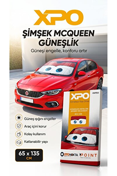Midkan Premium Oto Araç Kırmızı Şimşek Göz Oto Güneşlik Güneş Koruyucu Metali...