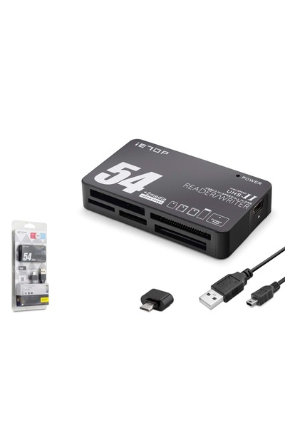 iETOP TC209 USB Type-C All in One Kart Okuyucu SD MicroSD MMC MS 480 Mbps Siyah
