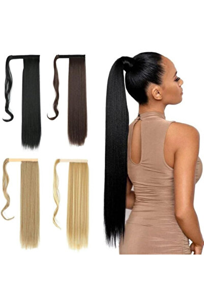 Estelle Long Straight Ponytail Extension Wrap Around Off Black Synthetic Hair...