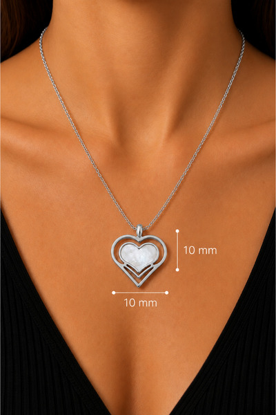 ömay takı Heart Zircon 212L Steel Chain Necklace