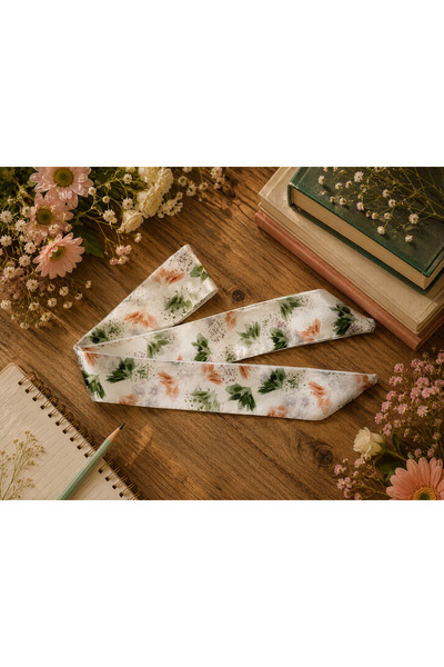 GÜLMEYSA Tie Scarf Multi-Purpose Leaf Patterned Hair Neck Wrap Wrist Bag Scarf