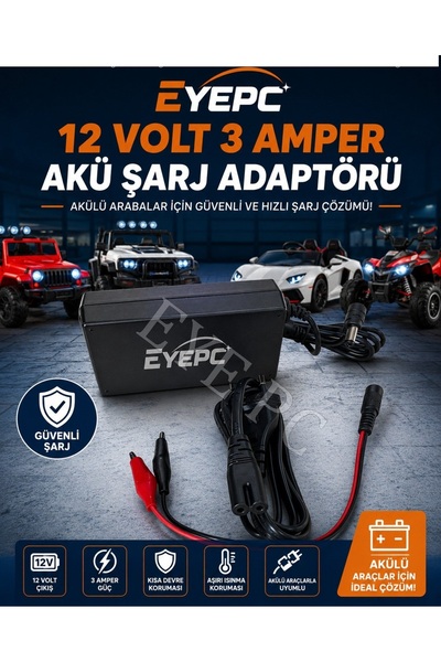 EYE PC Pilsan 12 Volt Akülü Araba Uyumlu - 13.8 Volt Akü Şarj Cihazı Şarj Ale...