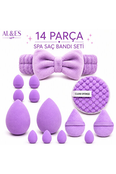 AL&ES kozmetik 14 Parça Spa Cilt Bakım Seti Yüz Temizleme Bandı, Makyaj Sünge...
