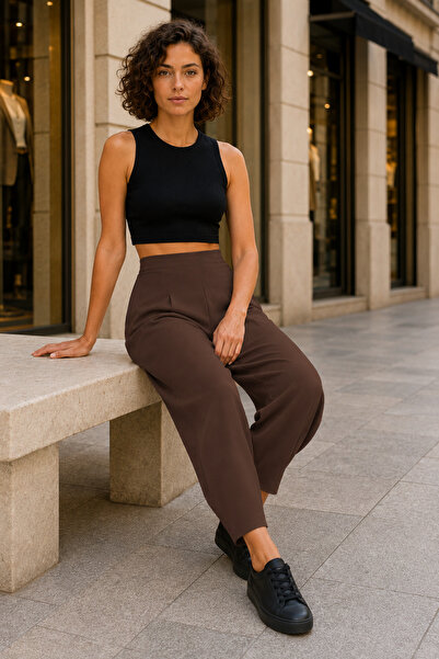 bymervetekstil Pantaloni Cendy Crepe Maro Balloon Fără Curea