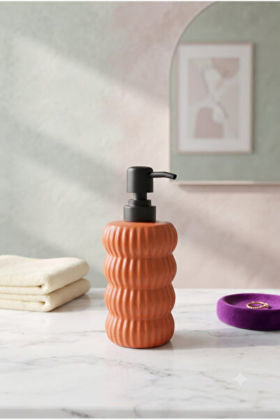 KLARHAUS Dalgalı Seramik Mat Siyah Pompalı Sıvı Sabunluk - 400 ml - 18 x 8 x ...