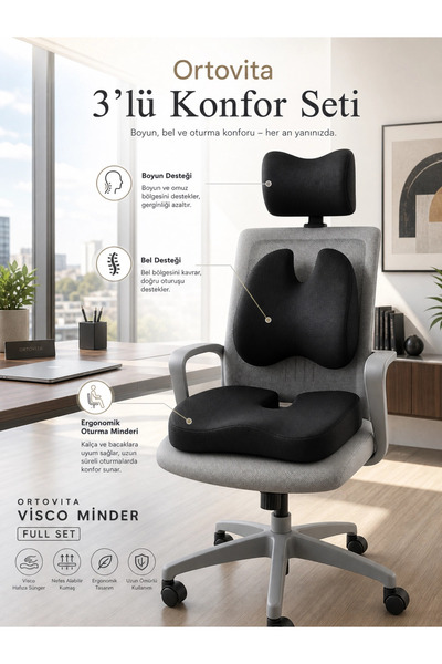 ORTOVİTA Yeni Nesil Visco Ortopedik Ergonomik 3'lü Set Ortopedik Yastık Seti ...