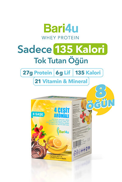 Bari4u Whey Protein Öğün Yerine 27g Protein 6g Lif 135 Kalori 4 Aroma 8'li Mi...