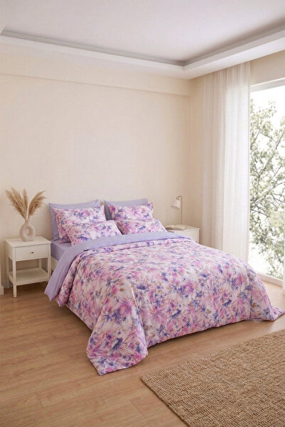 Loyal Home Lily Çift Kişilik Pamuklu Nevresim Takımı | 4 Parça | Çarşaflı, Yastıklı Set