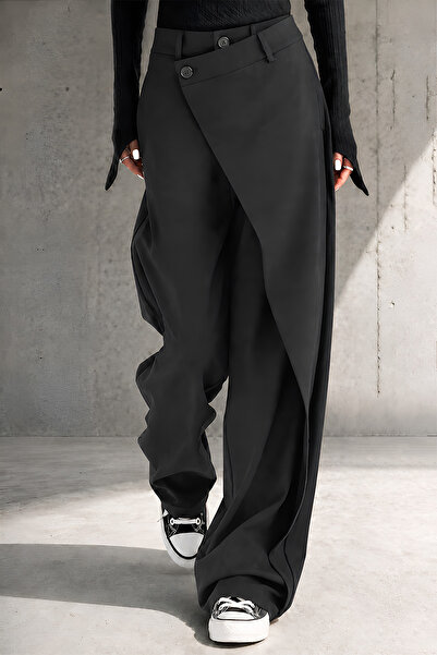 nurbeli Design asimetric cu închidere cu nasturi pentru femei pantaloni palazzo