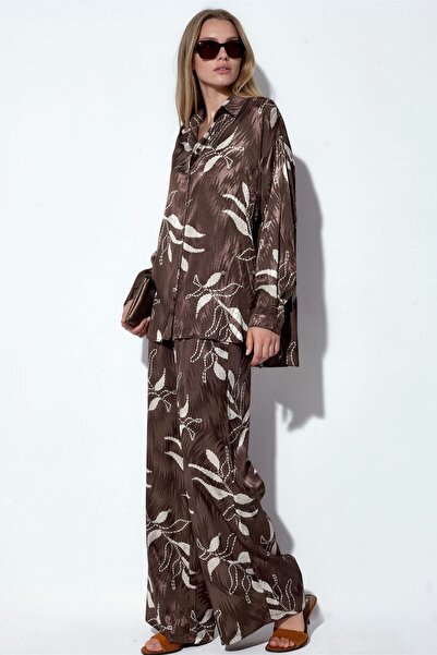 Hiccup Bdart High Waist Floral Print Wide Leg Pants