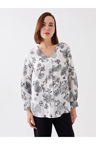 LC Waikiki V-Neck Floral Long Sleeve Women's Blouse (S3)