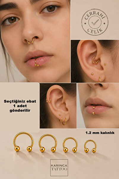 Karınca Piercing Gold Altın Rengi Halka Piercing Tragus Rook Helix Smiley Sep...