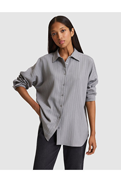 Pierre Cardin Gray Oversize Long Sleeve Shirt 50318232-Vr024