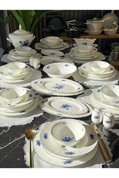 ROY KING 62 Parça 12 Kişilik Porselen Yemek Takımı Blue Garden