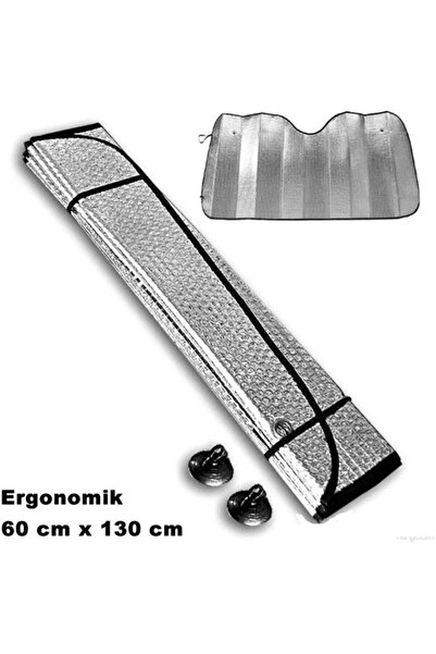 beyaztuning Araç Ön Cam Güneşlik Metalize Perde 130 CM X 60 CM