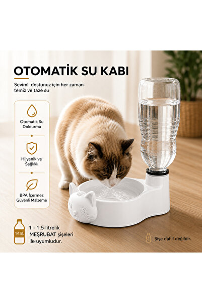 VOLOYAS Pratik Otomatik Kedi Su Kabı - 1 Lt Pet Meşrubat Şişesi Uyumlu Akıllı...