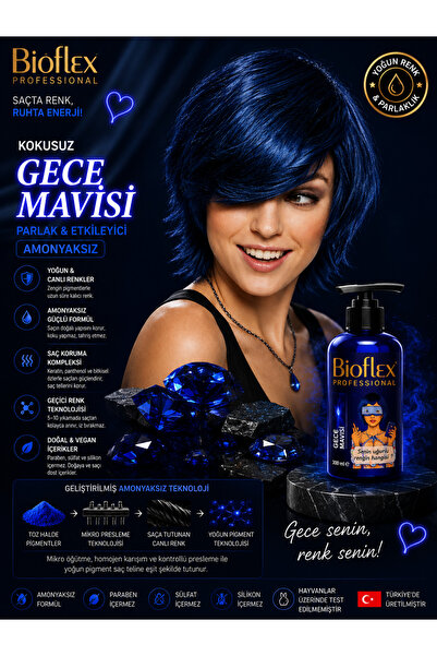 Bioflex Amonyaksız Gece Mavisi Saç Boyası 250 ml Kokusuz Su Bazlı Orange Hair...