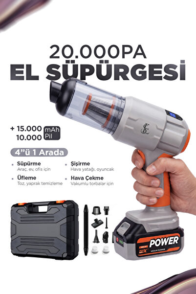 EN SİGA Güçlü Vakumlu ve Üflemeli Araç İçi Süpürge 20.000pA |120W güç -10.000...