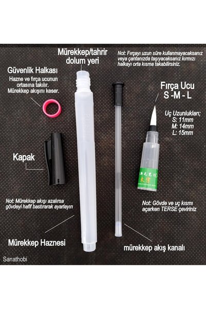 Sanathobi Brush Pen, Brush Tip Pen with Reservoir, Porcelain, Ceramic, Calligraphy Brush, Calligraphy Pen, 1 Piece-S