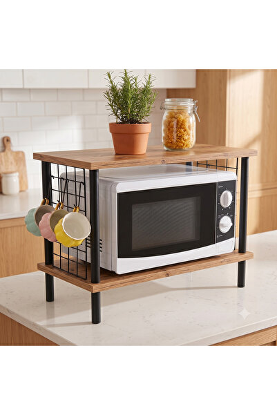 Microwave Shelf Countertop Shelf Peaceful Kitchen Shelf Spice Holder with 2 Shelves Organizer Hook Gift