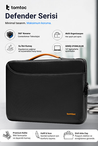 Tomtoc A22D3D5 14 Black Defender-A22 Notebook Handbag